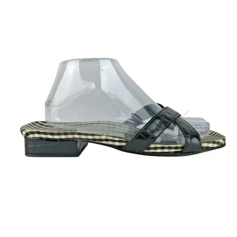 Amy Jo Gladstone New‎ York Womens Black Cross Strap Slides Sandals Size US XL